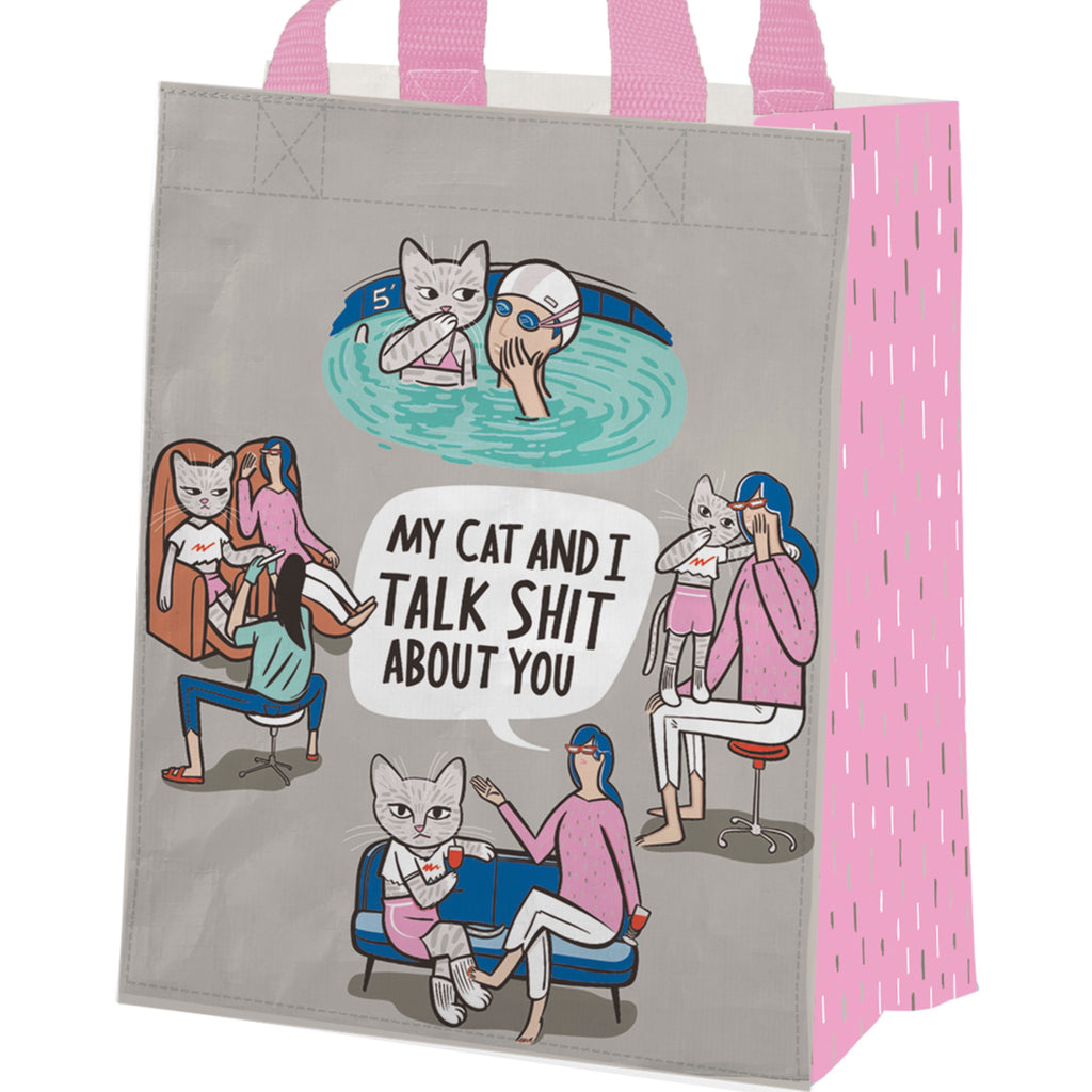 Cat and I talk sh*t about you small tote 
